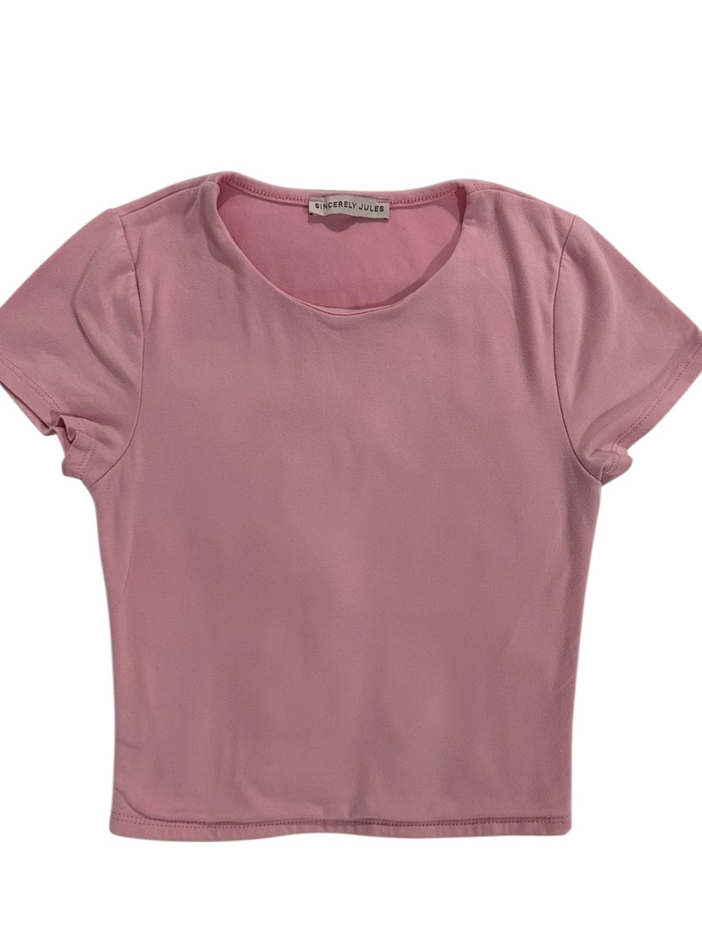 Sincerly Jules Dusty Pink Short Sleeve Scoop Neck Tee Size S Y2K Minimalist